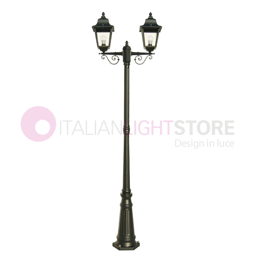 ARYEL Lampione h.218 a 2 luci per Esterno Lanterne Classiche Quadrate