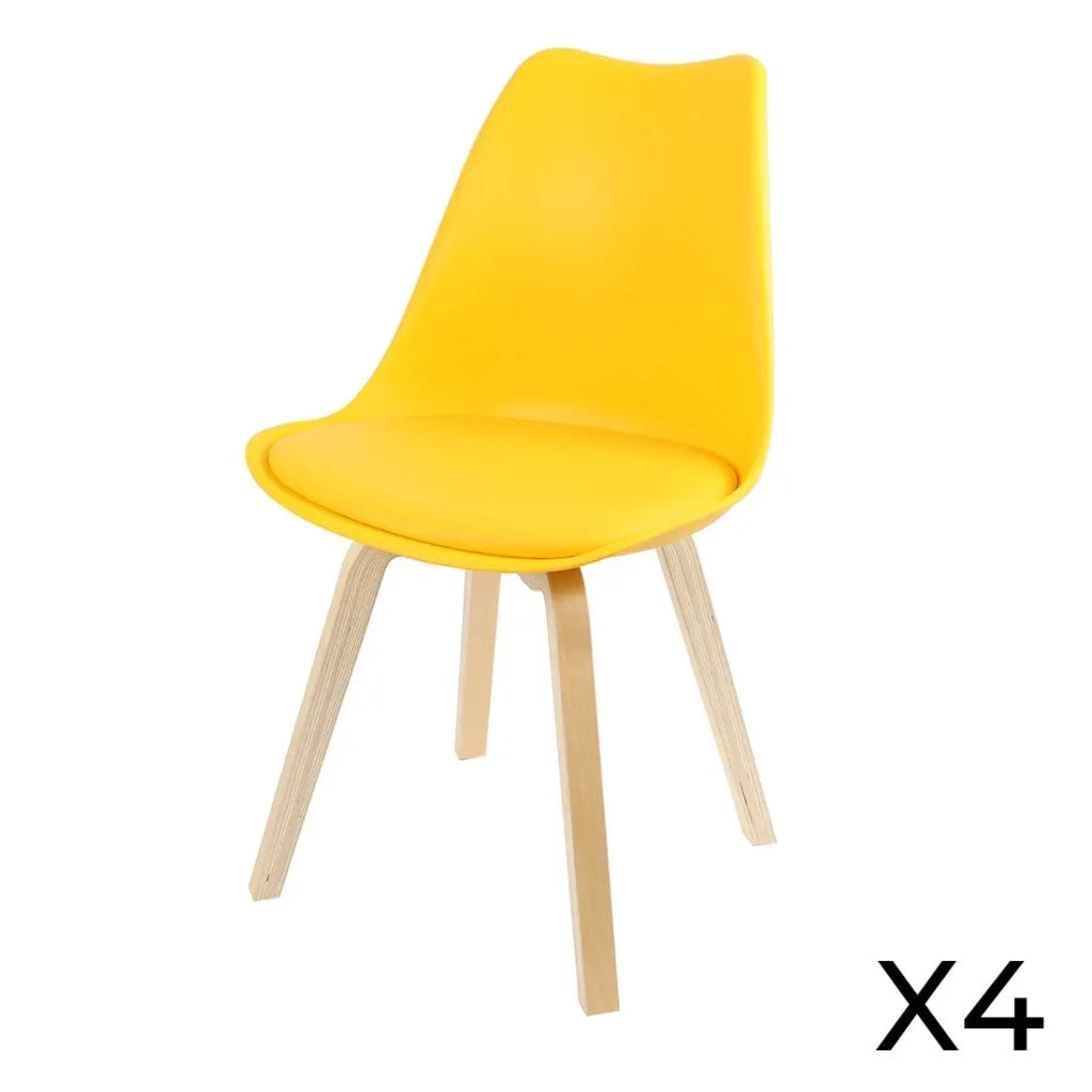 Set di 4 sedie design con cuscino colore giallo senape collezione MIA