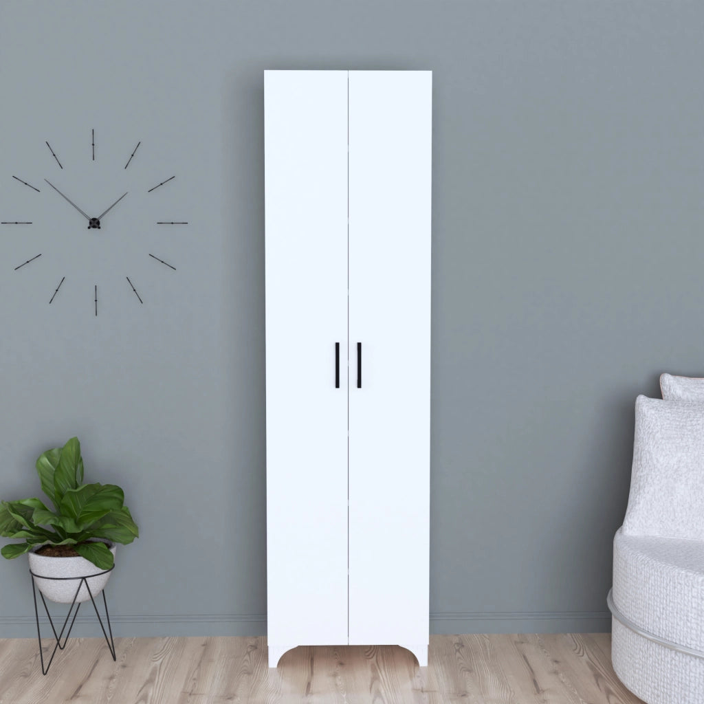 Armadio Guardaroba Strömsund a 2 Ante e 7 Ripiani 177,5 x 48,5 x 32 cm - Bianco [en.casa]
