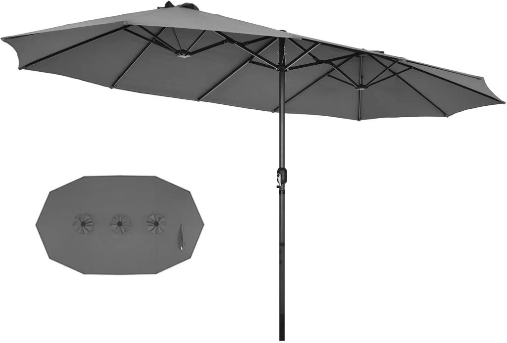 Ombrellone doppio, rettangolare, con manovella e protezione UV, grande ombrellone da balcone impermeabile, ombrellone da giardino, ideale per piscina, mercato, 460 x 260 x 240 cm