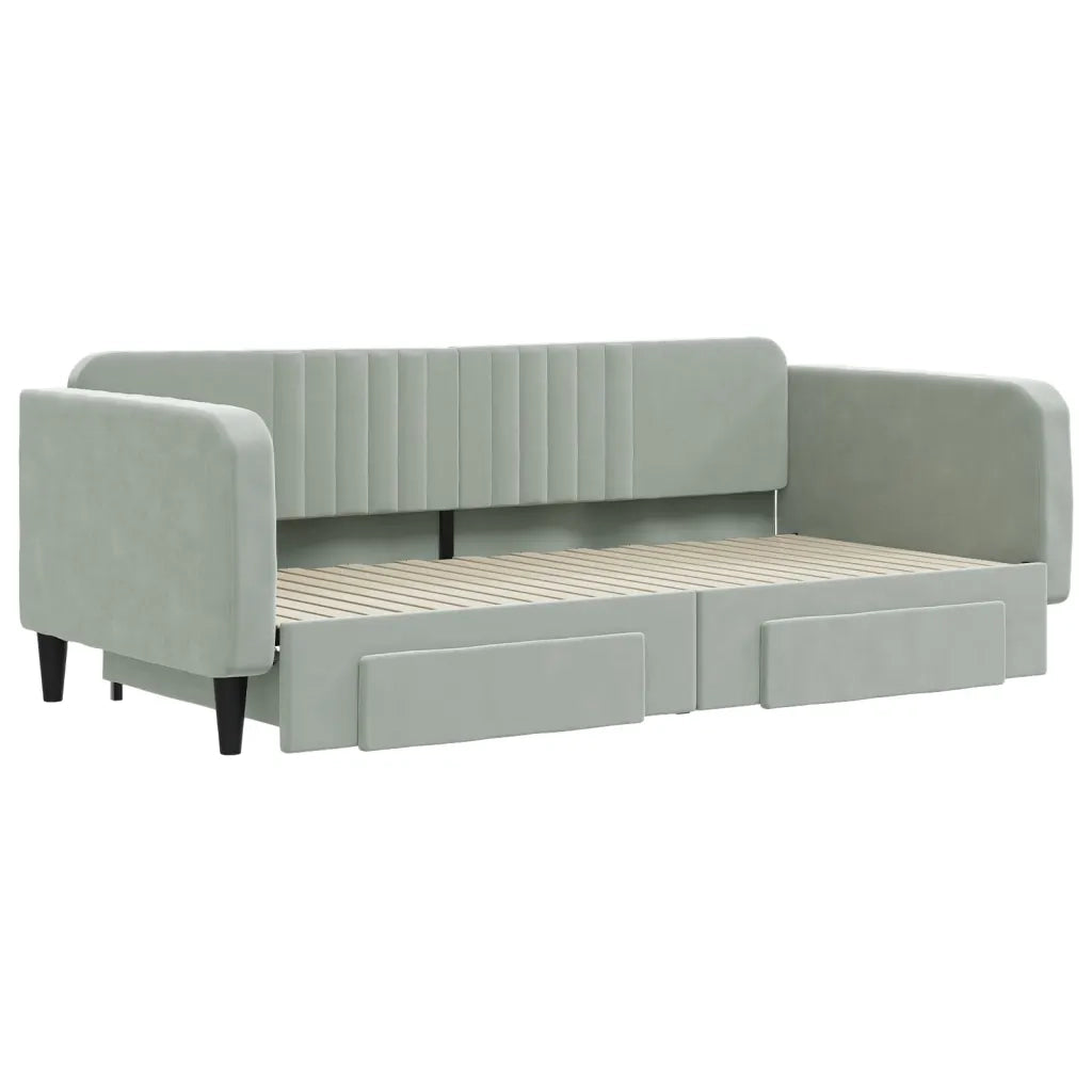 Divano Letto Estraibile Cassetti-Sofa Letto-Daybed Grigio Chiaro 100x200 Velluto 622703