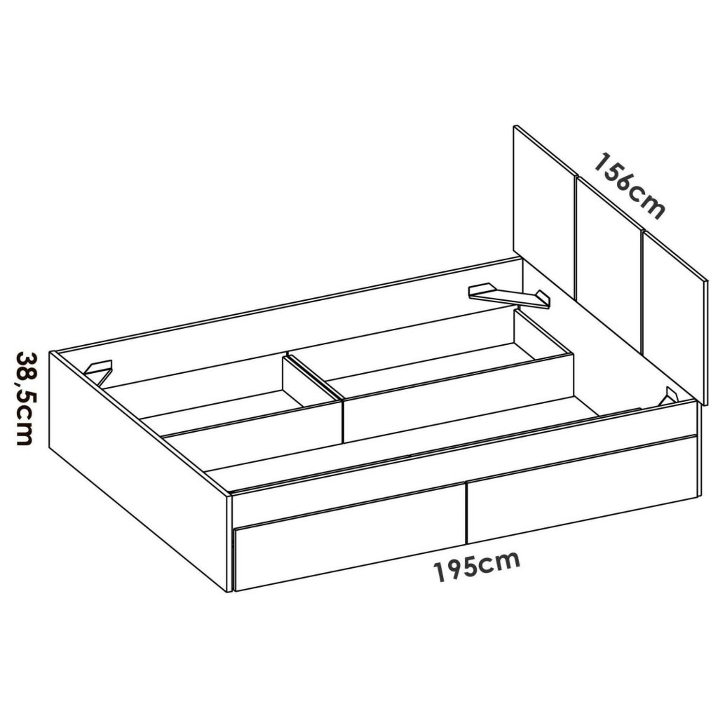 Letto alla francese Villata, Sommier per camera da letto, Giroletto per stanza, Struttura porta materasso, 146x195 h96 cm, Bianco e Rovere
