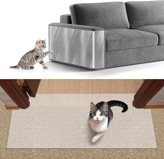 Tappeto protettivo per gatti, 12,20 x 98,42 pollici, Folio di protezione per gatti in plastica duratura per uso su tappeto/pavimento/camera da letto/porta/veranda, Previene graffi e usura dei tappeti