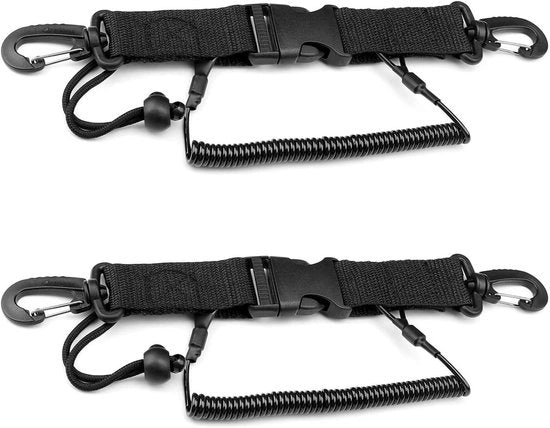 Due pezzi di cavo spirale per immersione con grappino - corda a spirale con clip per immersioni, snorkeling, arrampicata, riprese subacquee