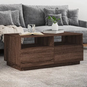 Tavolino da Soggiorno con Luci LED Rovere Marrone 90x49x40 cm 839839