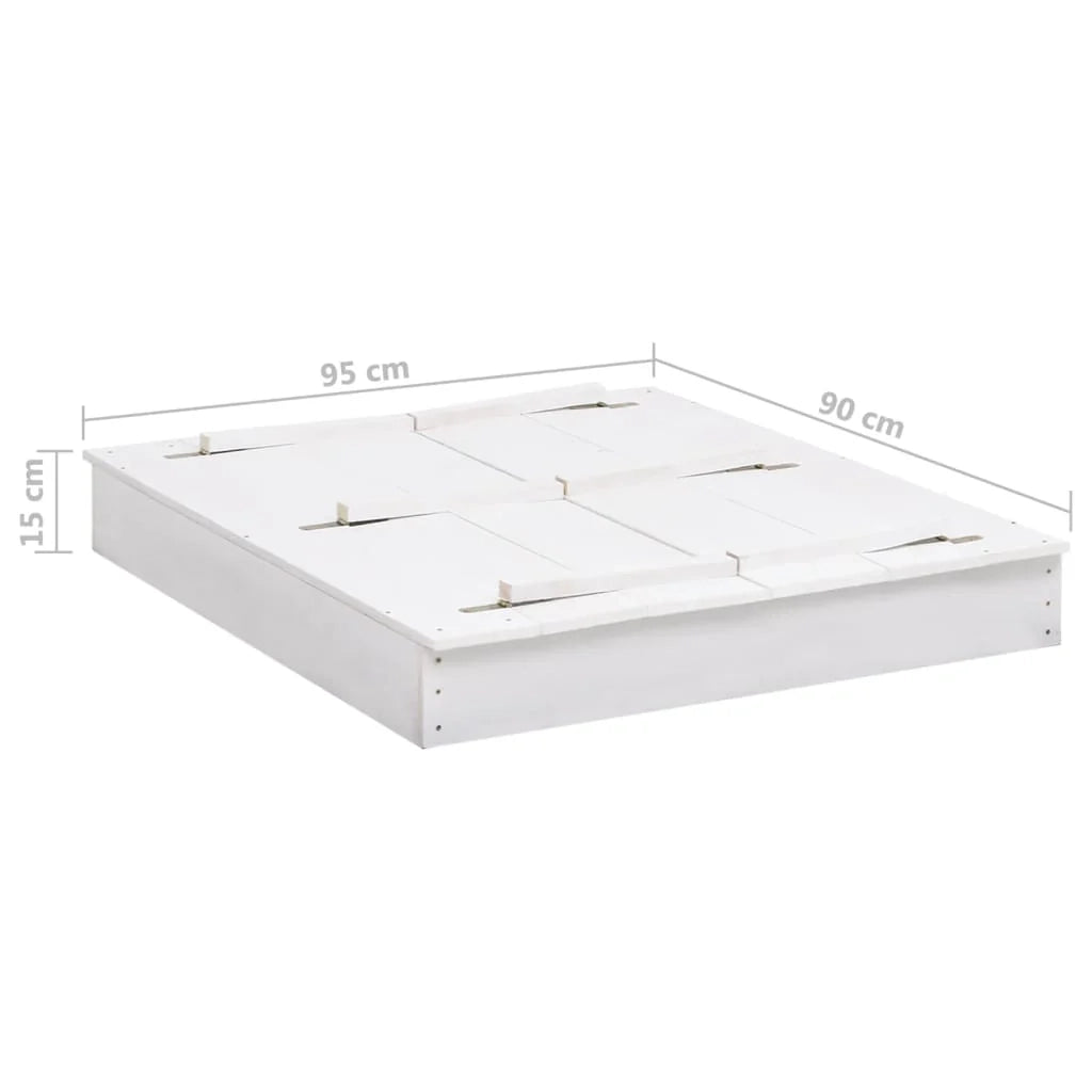 Sabbiera in legno di abete 95 x 90 x 15 cm bianca 02_0005062