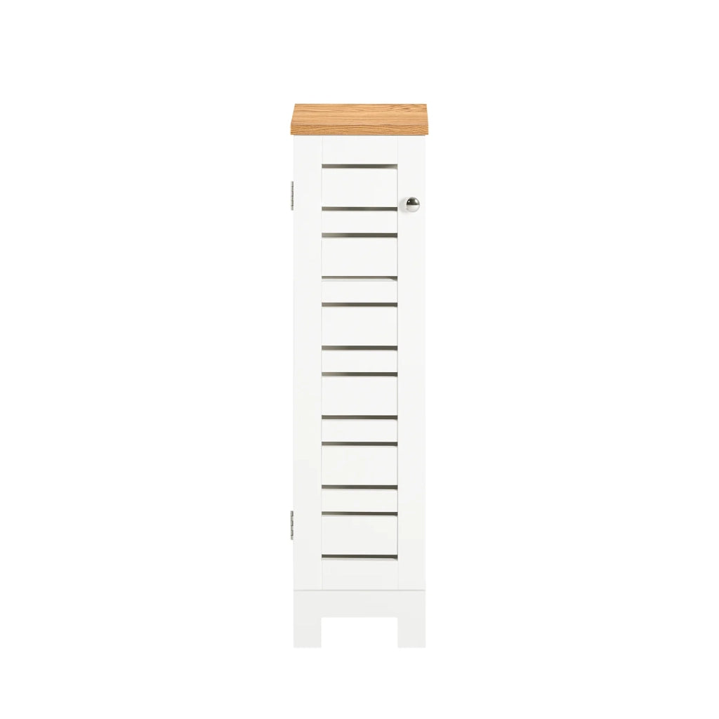 Porta Carta Igienica Colonnina Da Bagno Mobiletto Mobile Bagno Bianco-Naturale 20x18x75cm BZR85-W