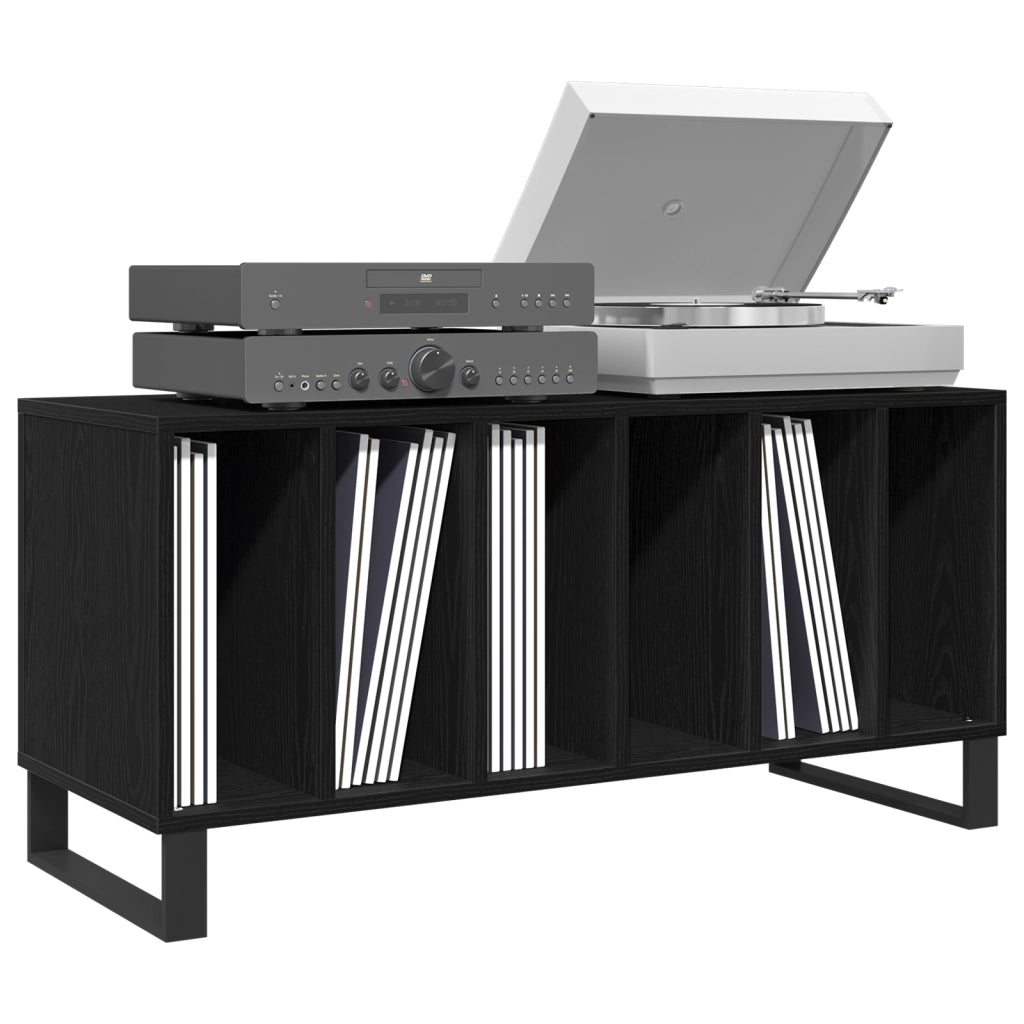 Mobile per dischi  Nero Rovere 100x38x48 cm in Legno ingegnerizzato