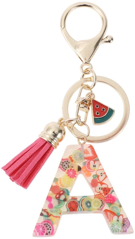 Sostituto di chiave con lettere A - Sostituto di chiave con forma di frutta - Sostituto di chiave con pennello - Sostituto di chiave per donne - Materiale per la cera duraturo - 9,3 cm di lunghezza - Sostituto di chiave con iniziali