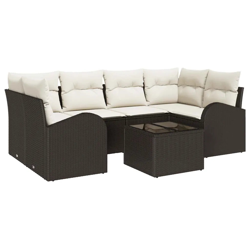 Set Divano da Giardino 7 pcs Marrone e Crema polyrattan 3354607