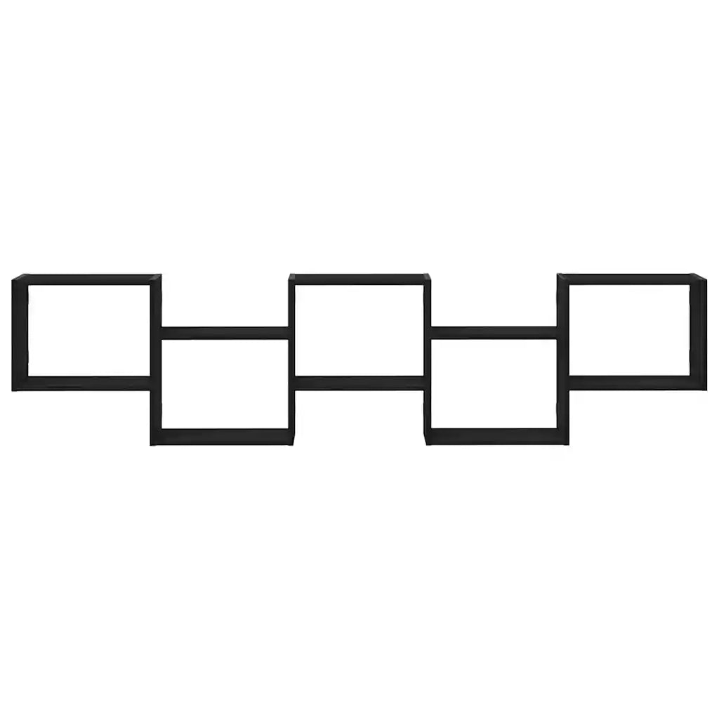 Mensola a Cubo da Parete 5 Scomparti Legno Multistrato Nero