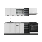 Cucina componibile R-Line Bianco rustico/Antracite 240 cm senza piano di lavoro Vicco