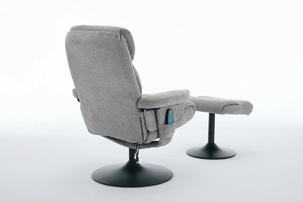 Poltrona massage - Xylo - 5 punti riscaldamento 360° chenille grigio