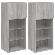 Mobili TV con Luci LED 2pz | Armadietto TV | Mobile Porta TV Grigio Sonoma 40,5x30x90 cm