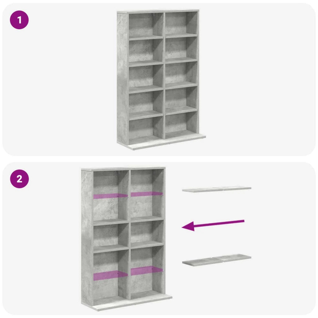 Mobile per CD Grigio Cemento 65 x 23,5 x 97,5 cm 8012680