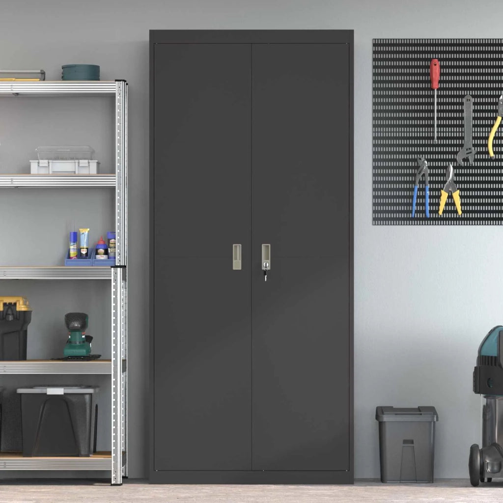 Armadio Nero 90 x 40 x 200 cm Acciaio