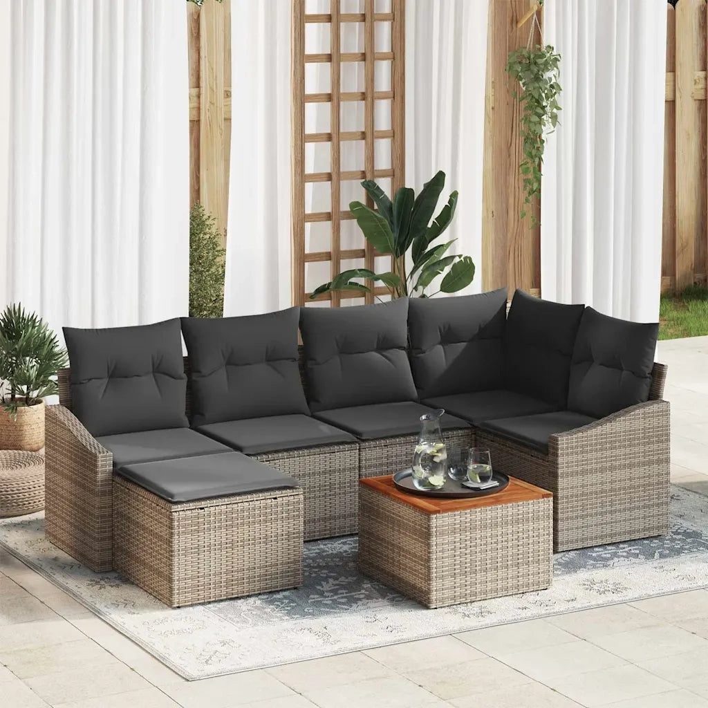Set Divano da Giardino con cuscino 7 pcs Grigio polyrattan 3347853