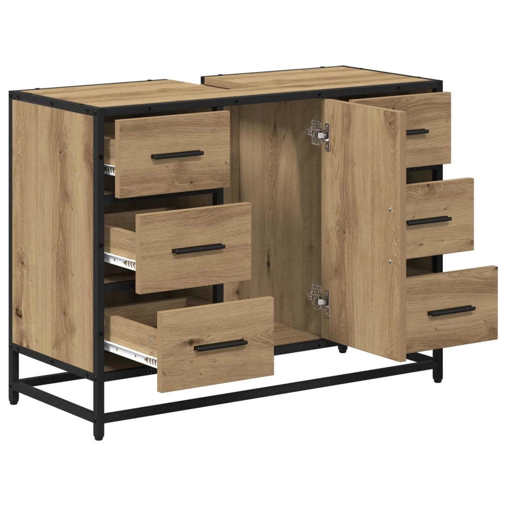 Mobile da Bagno con cassetto Rovere artigianale 80 x 33 x 60 cm 883632