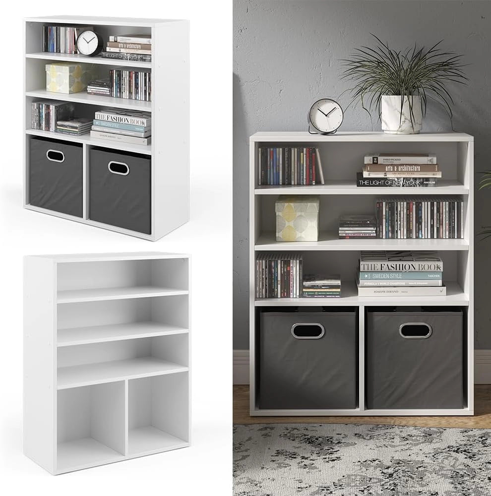 Libreria, Bianco, 72 x 90.2 cm 2 scomparti, per la conservazione e l'organizzazione di supporti e accessori