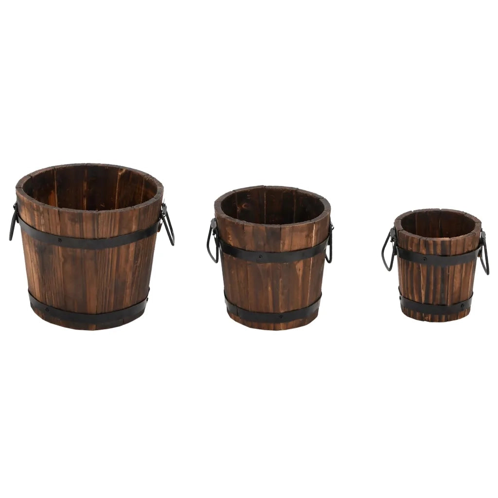 Set Secchi per Fiori 3 pz in Legno Massello di Abetecod mxl 121389