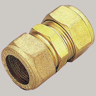 RACCORDO DIRITTO DOPPIO CON OGIVA OTTONE  14 x 14     TIEMME