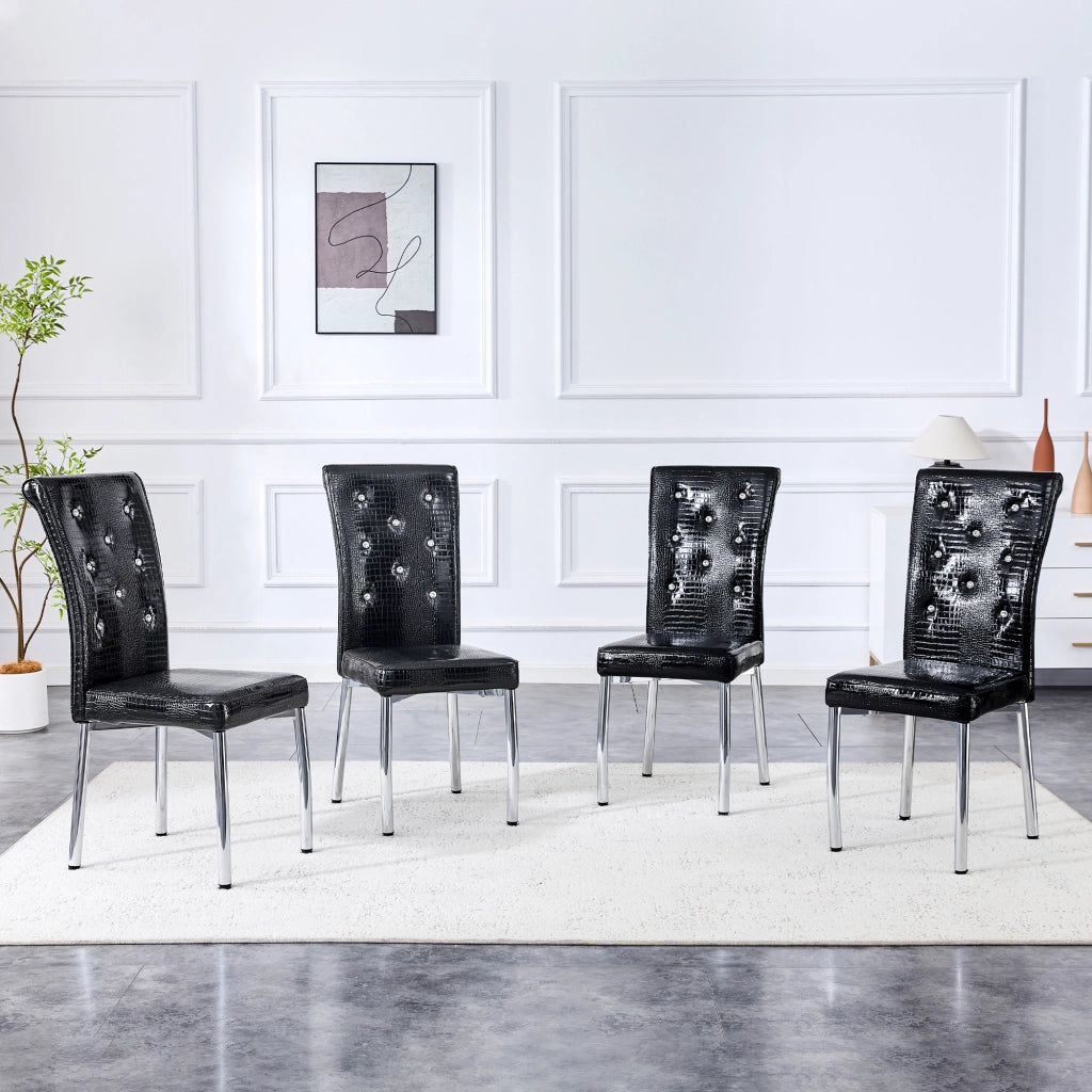 SEDIA DA PRANZO Set da 2 Nero in PVC effetto pelle con gambe in metallo galvanizzato