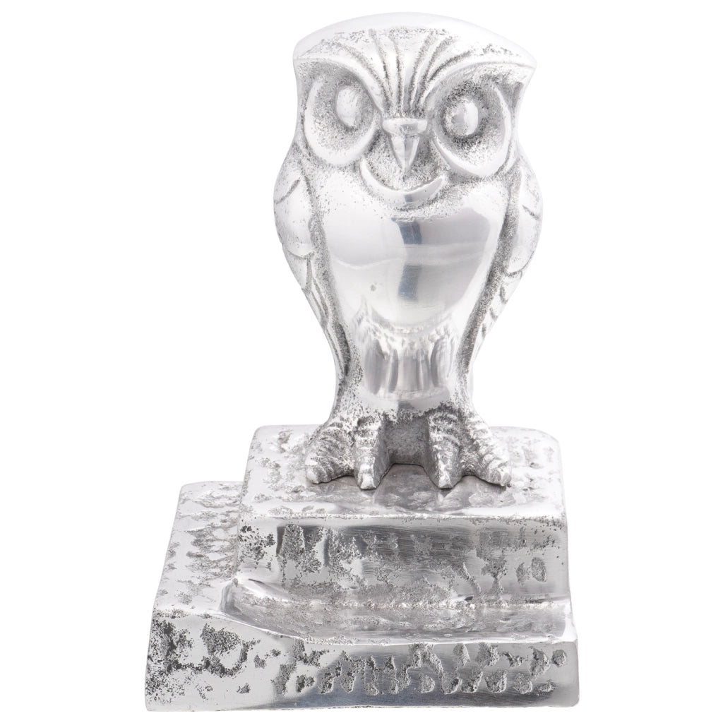 Fermalibri 2 pz Argento 12x9x19 cm Alluminio Gufo