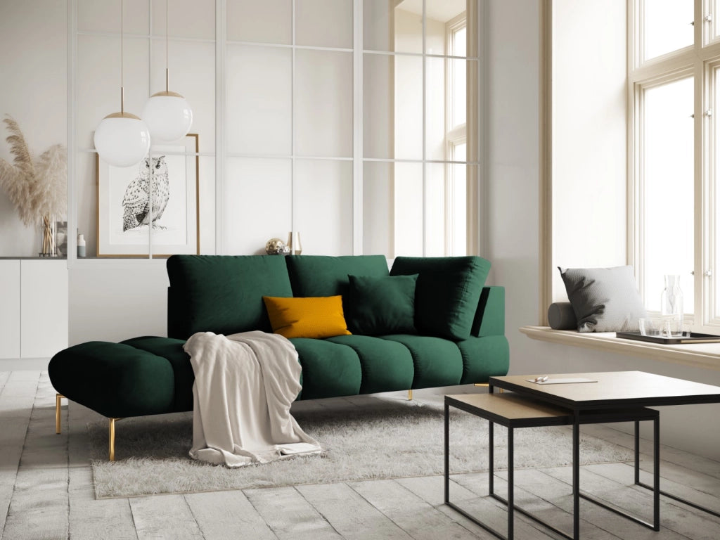 Cosmopolitan Design - Chaise longue sinistra "Hastings" 2 posti in velluto verde bottiglia 