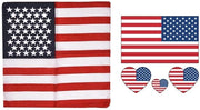 Benda multicolore con stella - Stemma americano - Sticker tatuaggio - Fazzoletto di cotone - 55 cm x 55 cm - Comodo e respirabile - Sciarpa