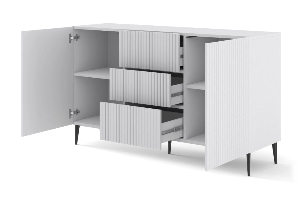 MOBILE CASSETTIERA SOGGIORNO S. RAVENNA cm149x41x86h BIANCO OPACO PIEDINI NERI