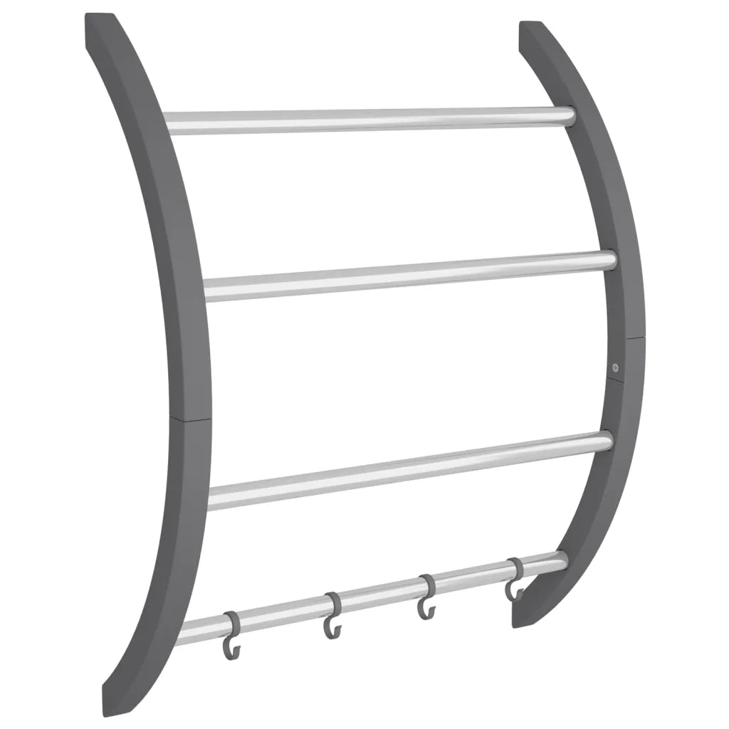 Portasciugamani con Ganci Argento 56x16x72 cm Alluminio 344381