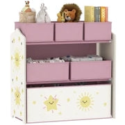 Scaffale per Cameretta a 3 Livelli con 6 Scatole Estraibili di Tessuto non Tessuto, 63x30x66 cm, Rosa