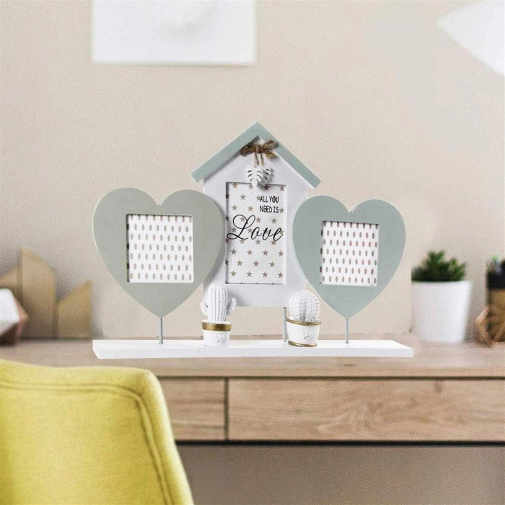 PORTAFOTO DA TAVOLO MULTIPLO | CORNICE FOTO 3 POSTI IN LEGNO | PORTAFOTO SHABBY
