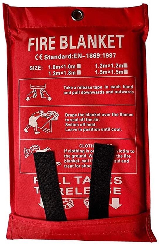 Kit di spegnifiamma per cucina - 1 x 1 m - Apribile velocemente - Ideale per la cucina - Materiale isolante antincendio - Compreso di cavi - Spegnifiamma per cucina