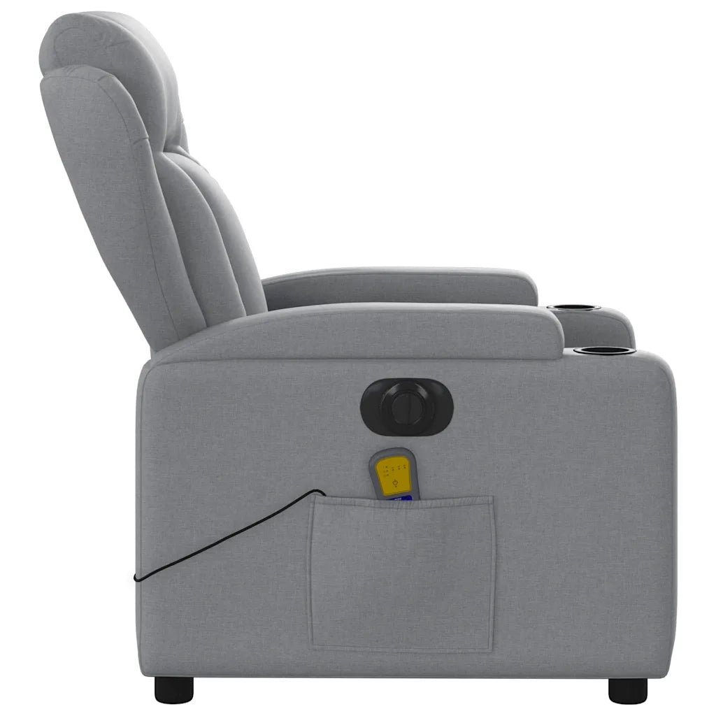 Poltrona Reclinabile Massaggio Elettrica Grigio Chiaro Tessuto 3204470
