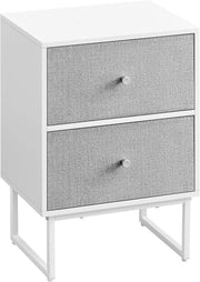 Comodino, tavolo da notte con spazio di stoccaggio, 2 cassetti rimovibili, comodino per camera da letto, soggiorno, bianco neve-grigio cielo LGS029W14, 30 x 40 x 55 cm