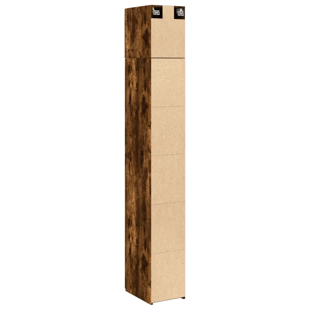 Mobile contenitore sottile e compatto 30 x 42,5 x 225 cm spazio ottimizzato stile contemporaneo legno composito finitura rovere affumicato 02_0055550