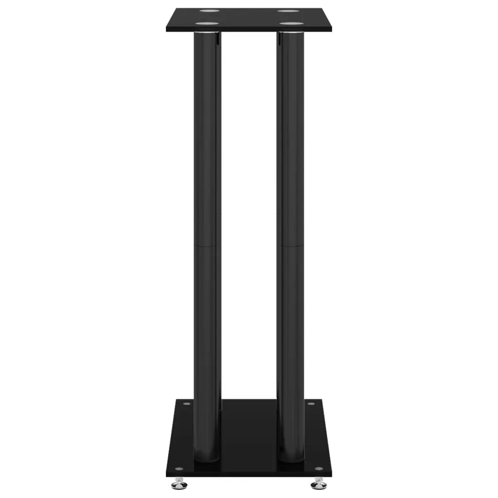 Pedane per Casse 2 pz Nero Vetro Temperato Design a 4 Pilastri CFW9663379