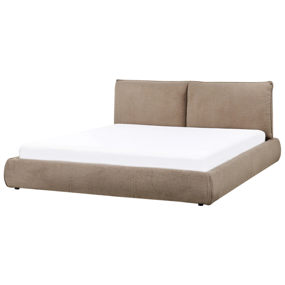 Letto matrimoniale ad acqua imbottito in tessuto boucle marrone 180 x 200 cm stile classico camera da letto