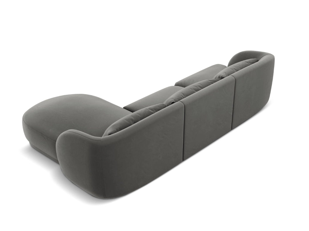 Cosmopolitan Design - Divano angolare destro "Tulum" 4 posti in velluto grigio chiaro 