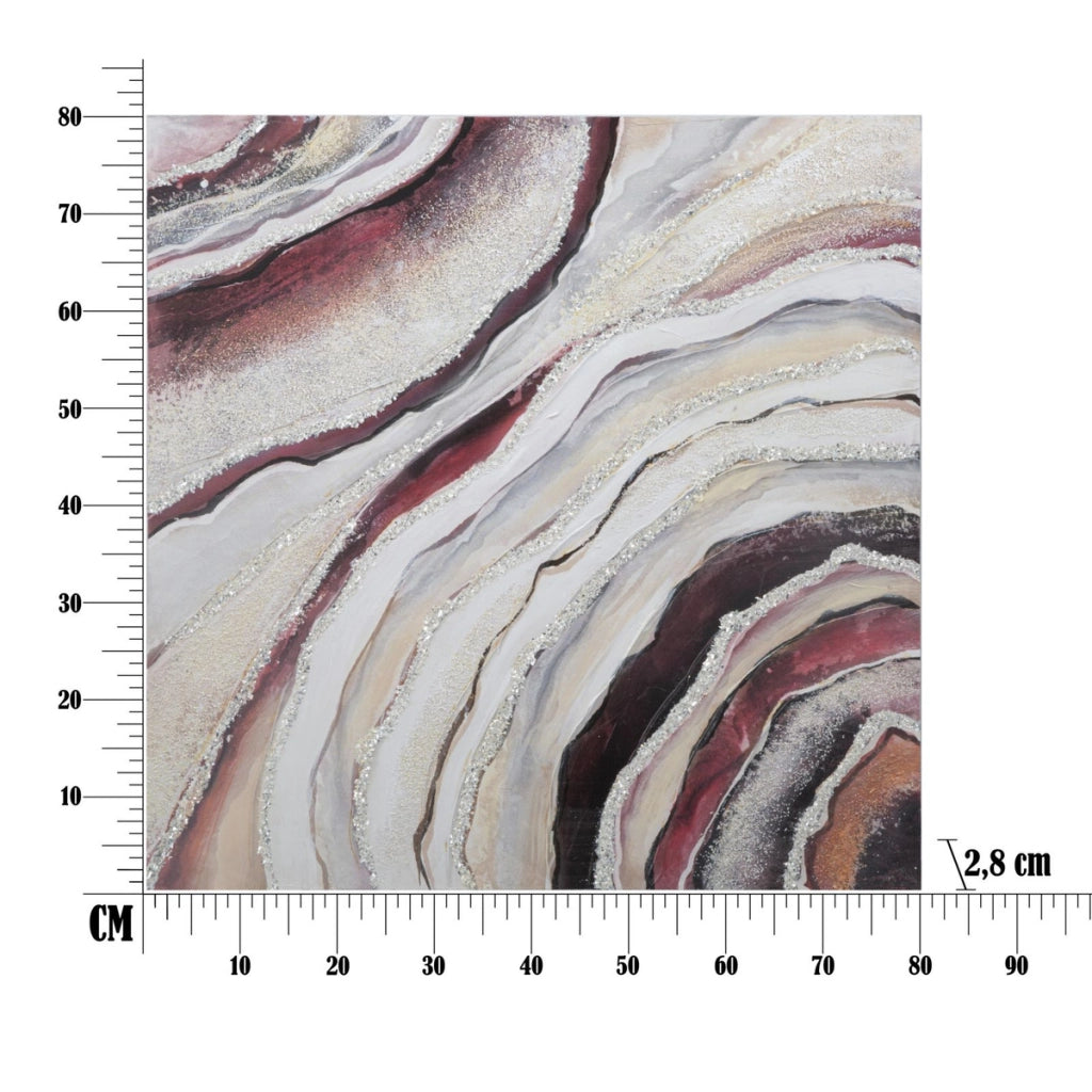 Stampa su Tela Marmo 8, Multicolore, Legno, 80x2,8x80 cm