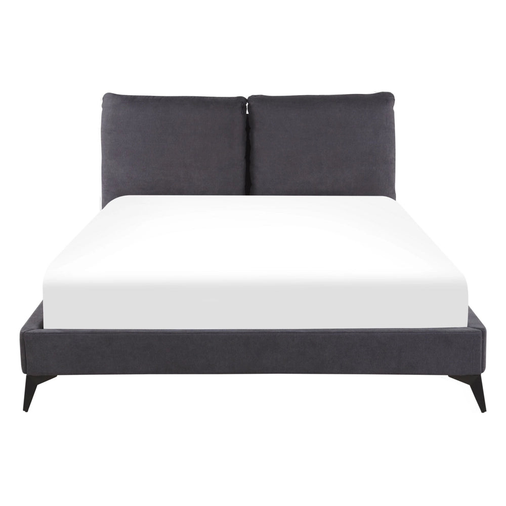 Letto imbottito moderno in ciniglia di colore grigio scuro 140 x 200 cm moderno elegante