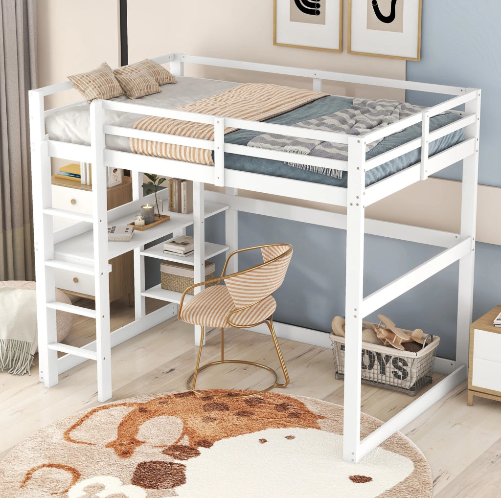 Letto a soppalco per bambini 140x200 cm con scrivania