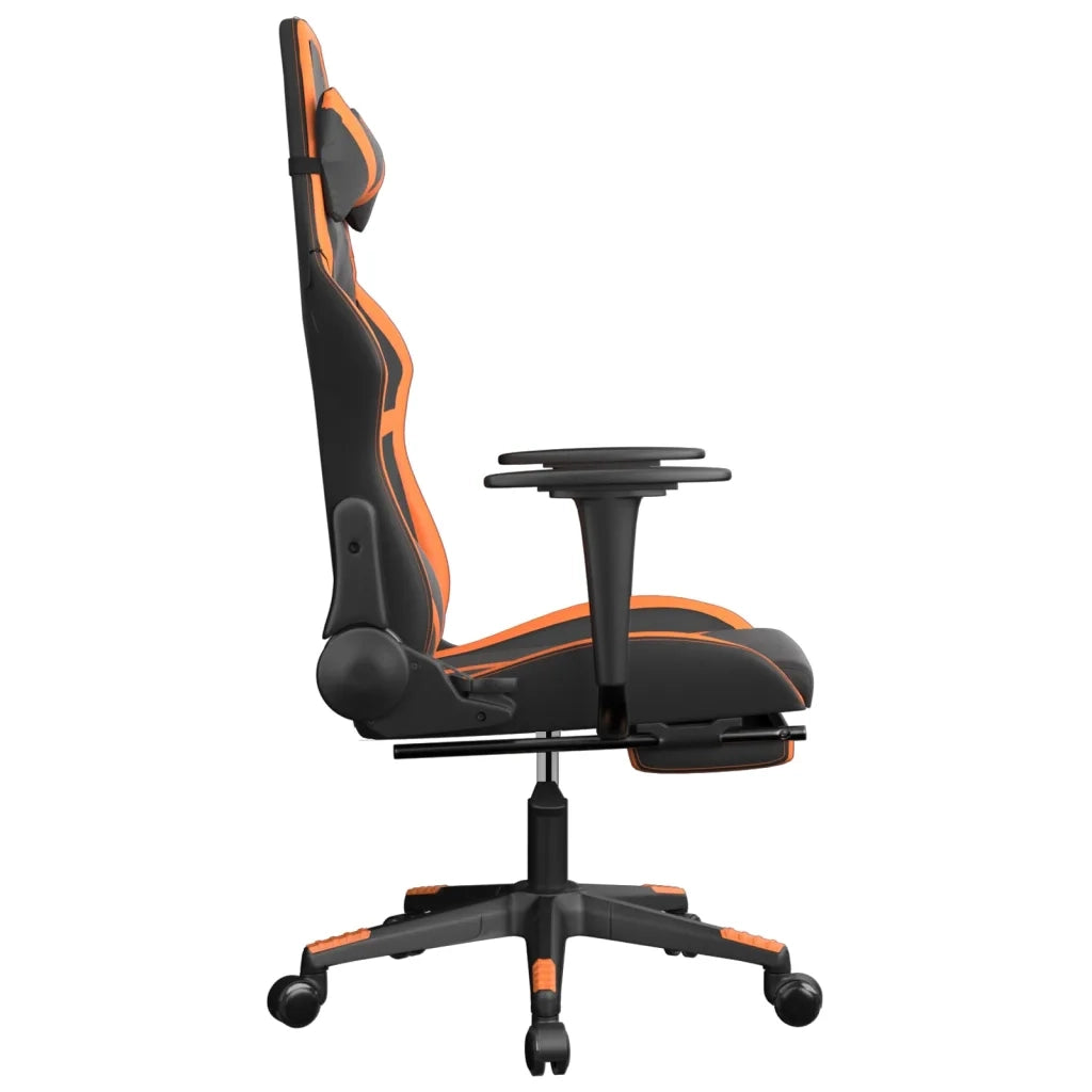 Sedia Gaming | Sedia da e-sports Massaggio Poggiapiedi Nero e Arancione Similpelle