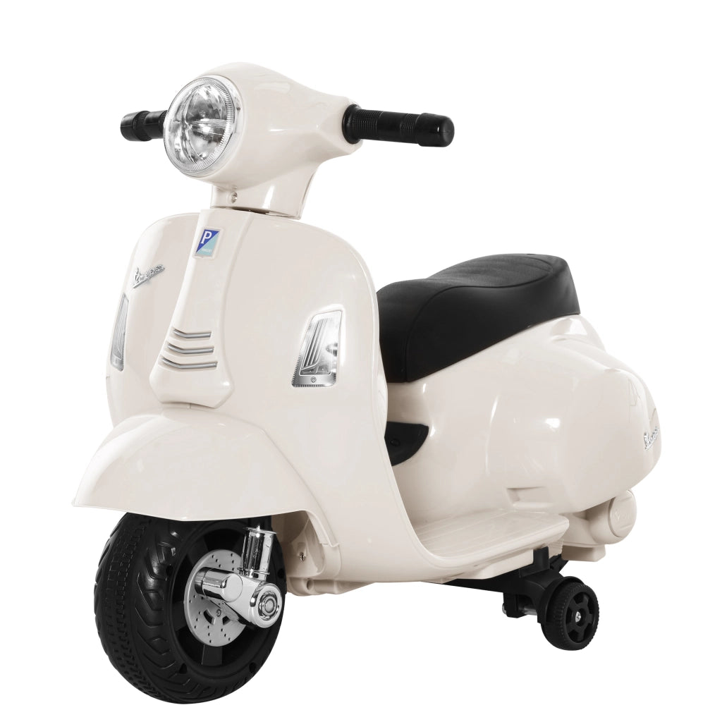 Moto Elettrica Vespa per Bambini con Faro e Clacson ¨C Xylo ¨C Bianco 66,5x38x52 cm
