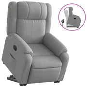 Poltrona | Sedia Relax Alzapersona Reclinabile Grigio Chiaro in Tessuto