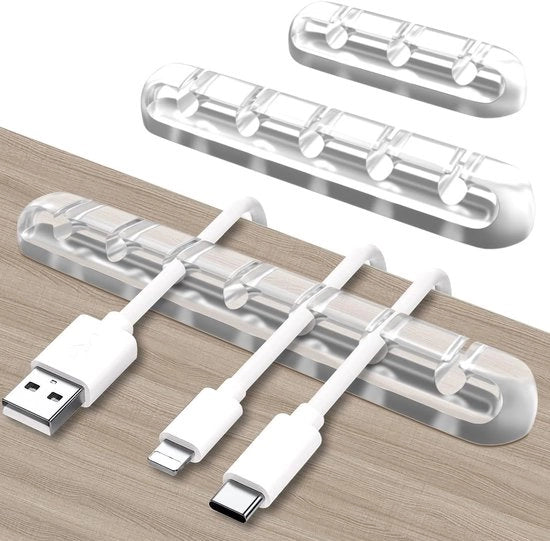 Set di 3 Clip per Cavi per il Gestione dei Cavi, Organizzatore Autoadesivo per Cavi USB, Cavi di Alimentazione e Cavi del Mouse in Casa e Ufficio