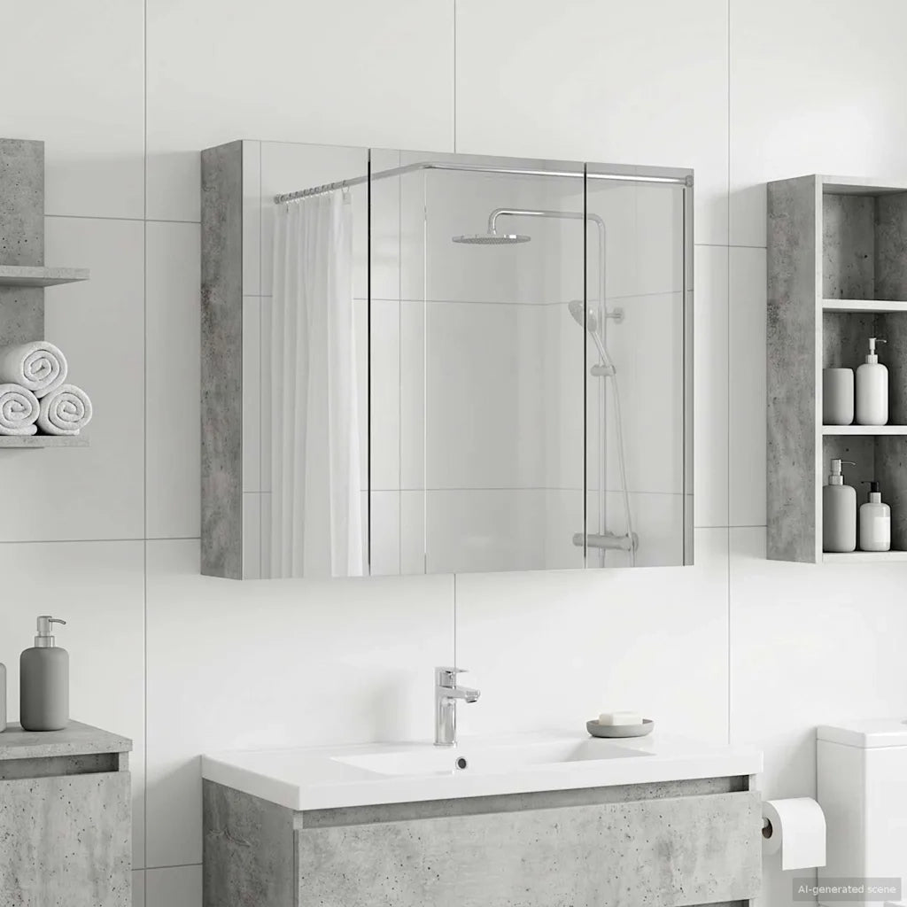 Mobiletto per specchio da bagno Grigio cemento 889074