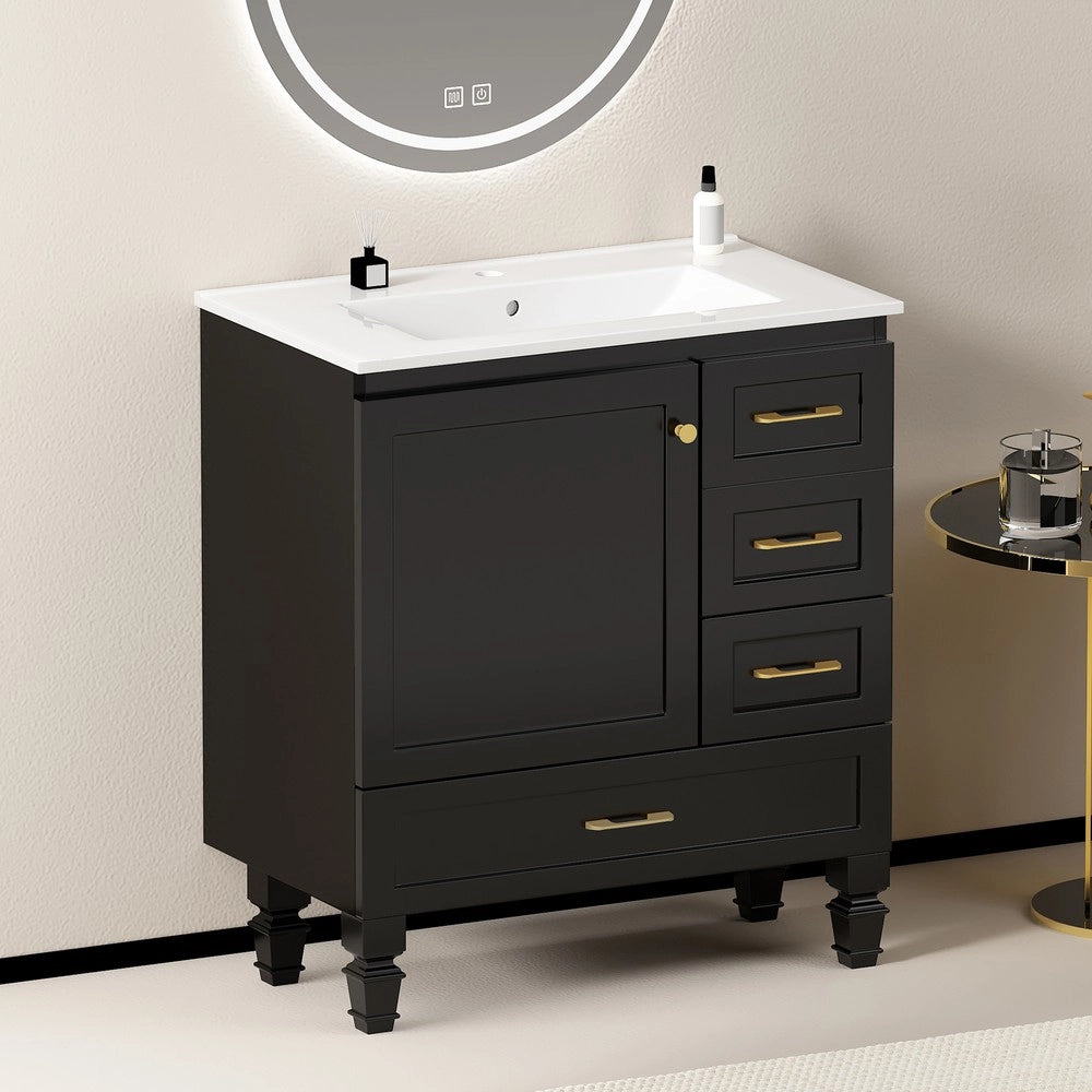 Armadietto Bagno con Cassetti ¨C Xylo ¨C Nero, 75 cm