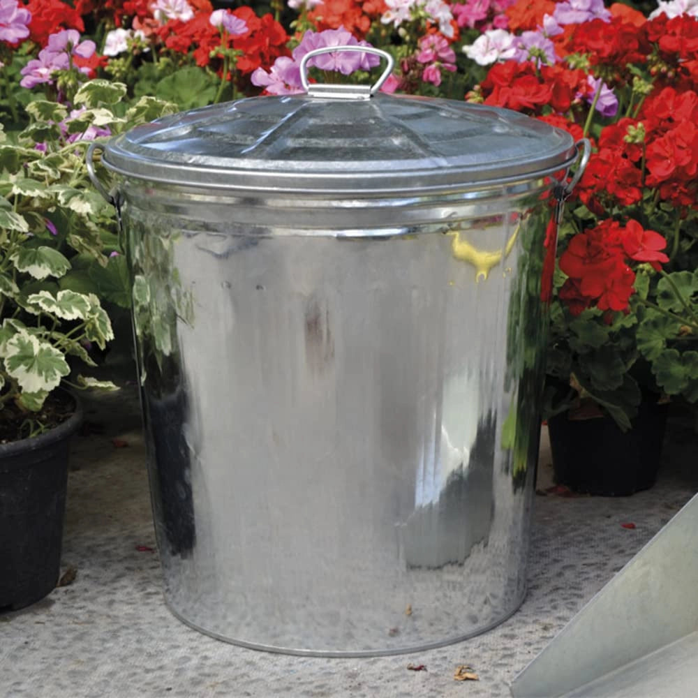 Bidone Immondizia Acciaio Domus Galvanizzato Lt 62 cm 42X37 H.cm 46